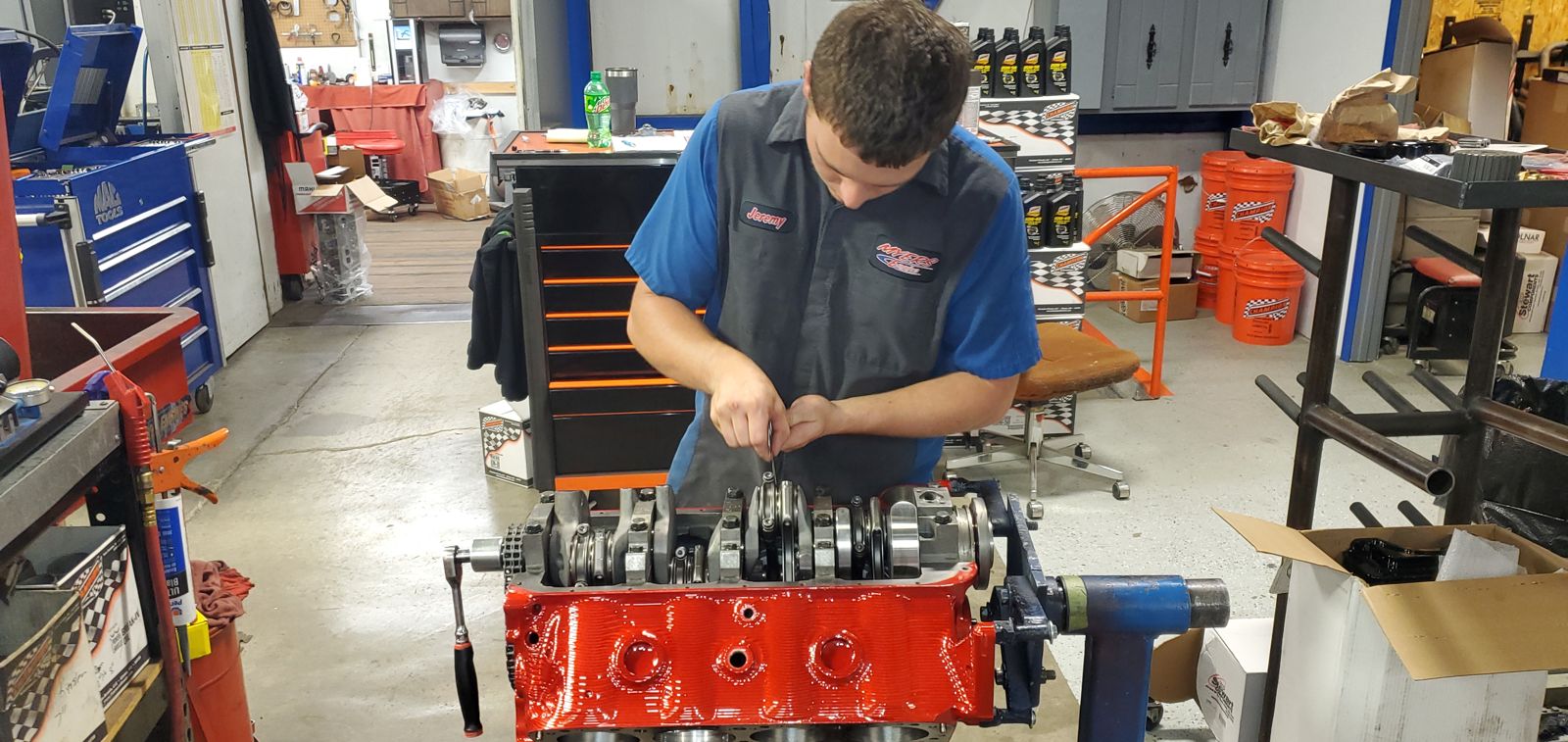 Machinist at work in the Myers shop