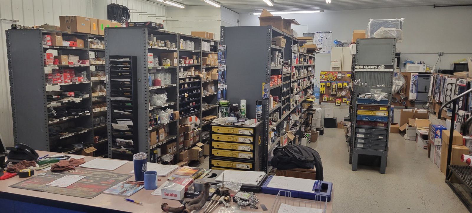 Parts counter at Myers Engine in Ness City